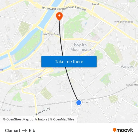 Clamart to Efb map