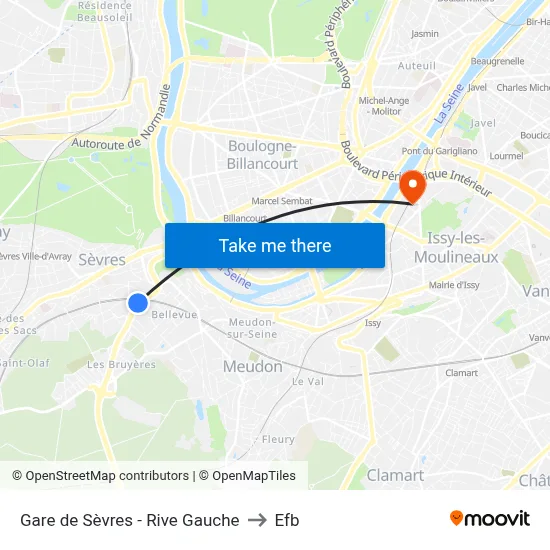 Gare de Sèvres - Rive Gauche to Efb map