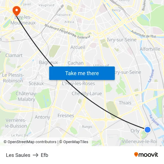 Les Saules to Efb map