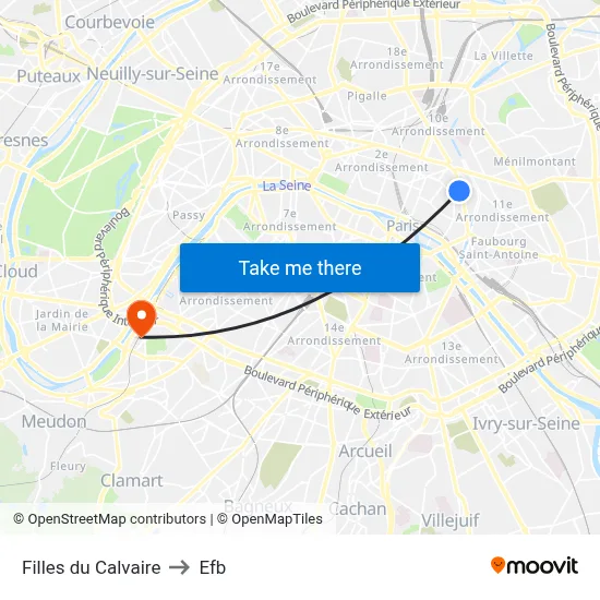 Filles du Calvaire to Efb map