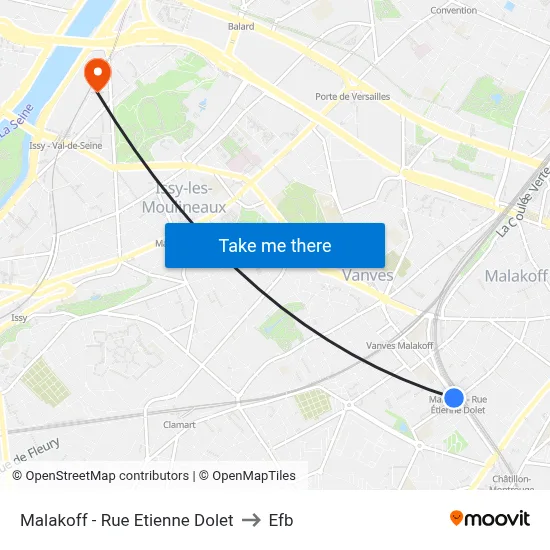 Malakoff - Rue Etienne Dolet to Efb map