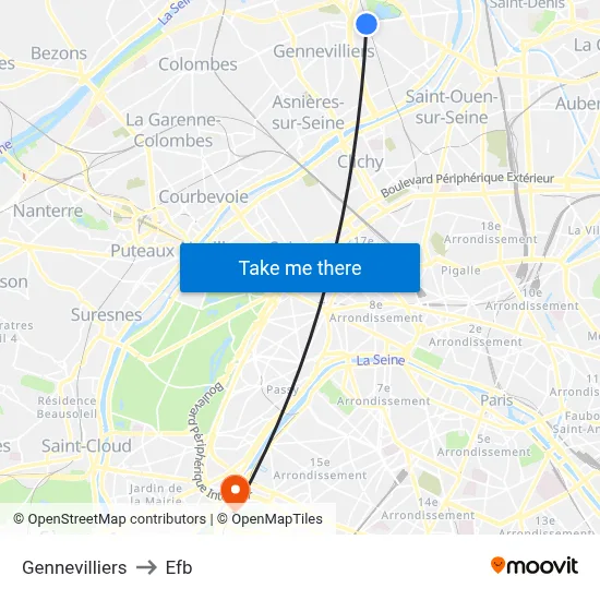 Gennevilliers to Efb map