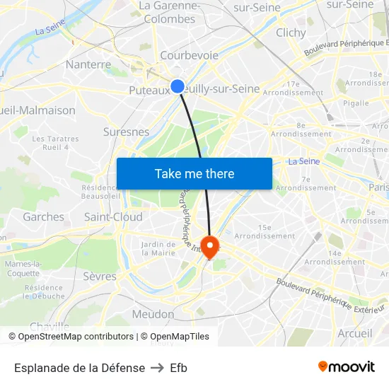 Esplanade de la Défense to Efb map