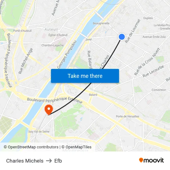 Charles Michels to Efb map