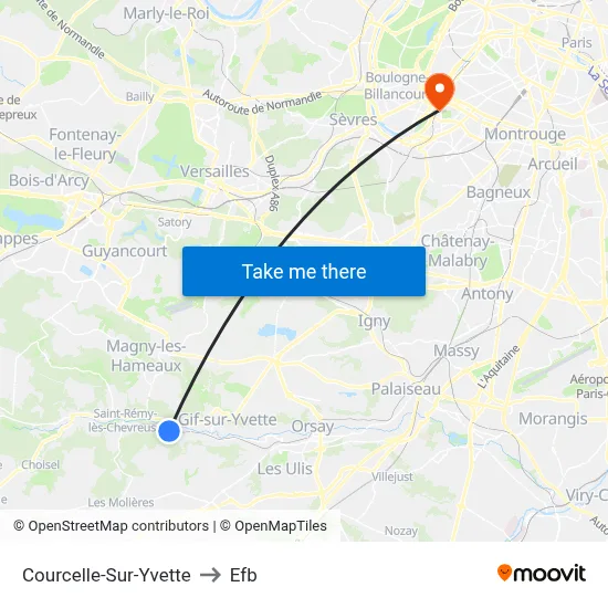Courcelle-Sur-Yvette to Efb map
