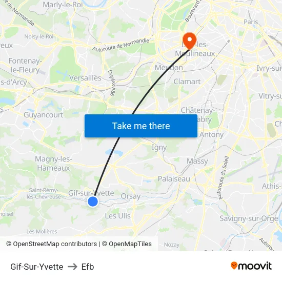 Gif-Sur-Yvette to Efb map