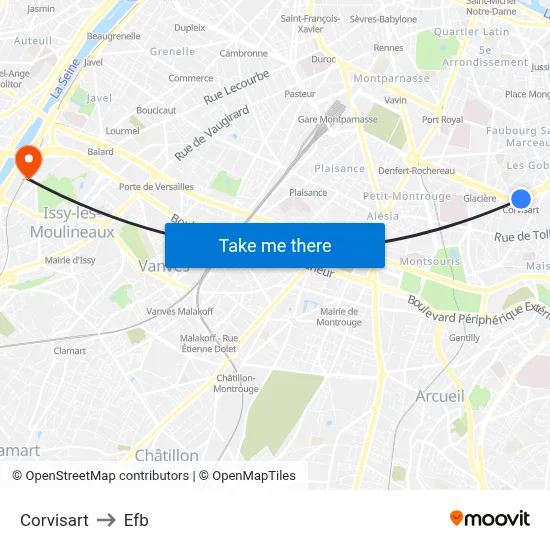 Corvisart to Efb map