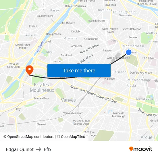 Edgar Quinet to Efb map