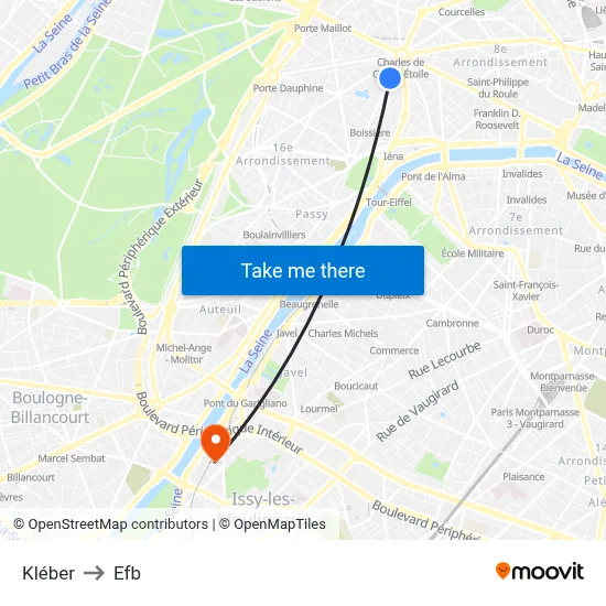 Kléber to Efb map