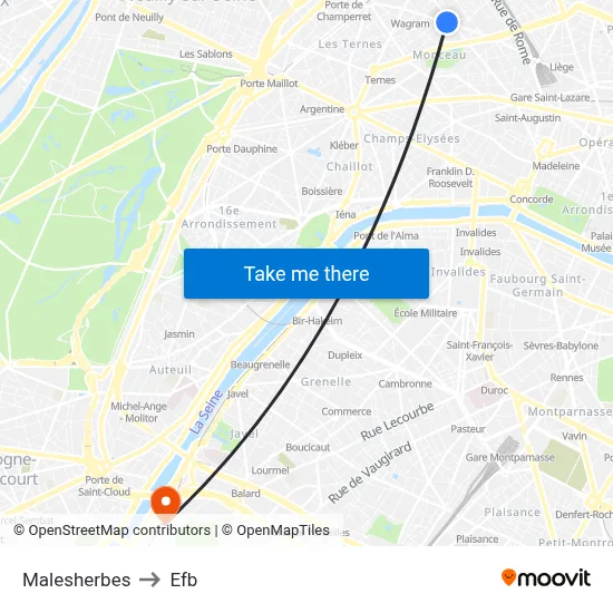 Malesherbes to Efb map