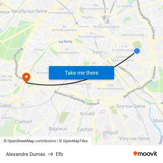 Alexandre Dumas to Efb map