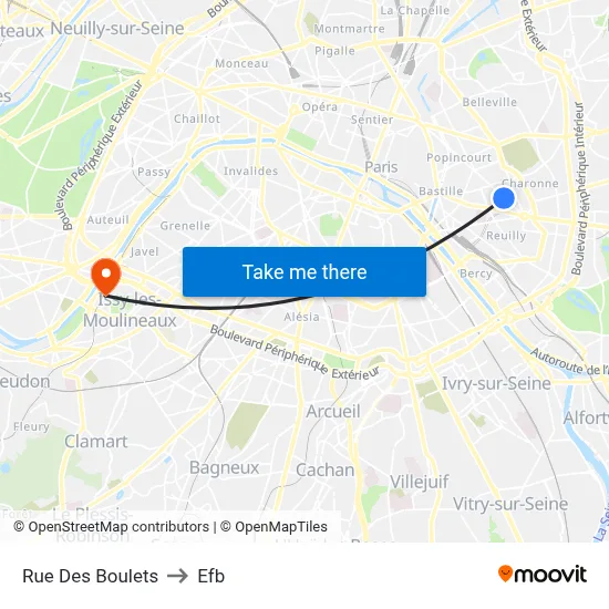 Rue Des Boulets to Efb map