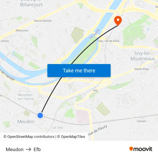 Meudon to Efb map