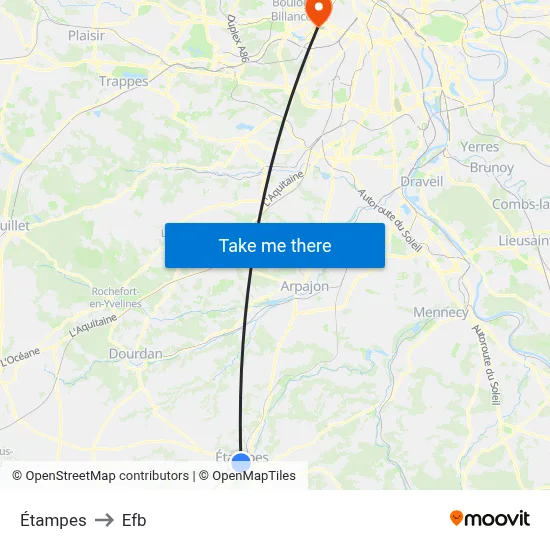 Étampes to Efb map
