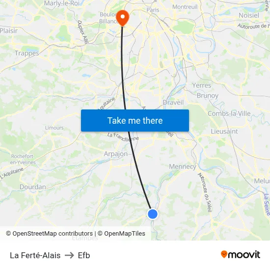 La Ferté-Alais to Efb map