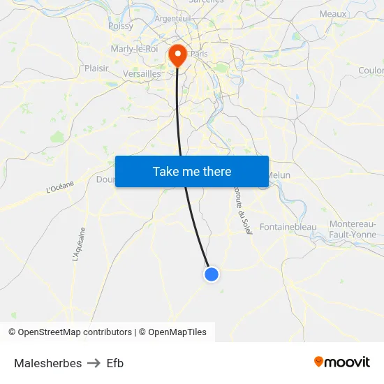 Malesherbes to Efb map
