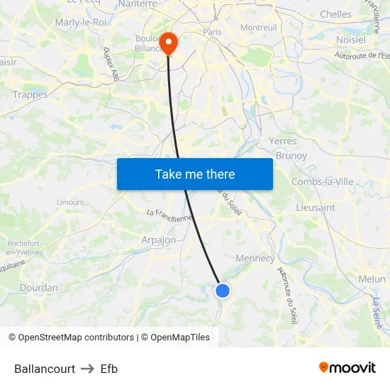 Ballancourt to Efb map