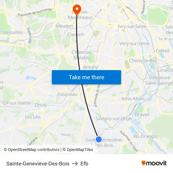 Sainte-Geneviève-Des-Bois to Efb map
