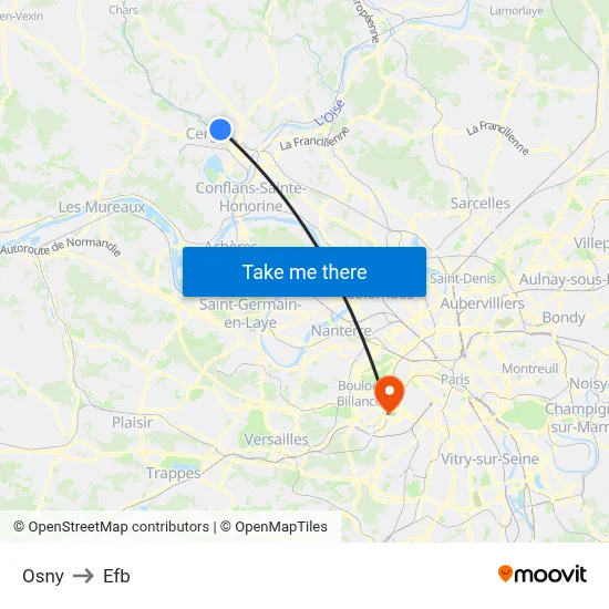 Osny to Efb map