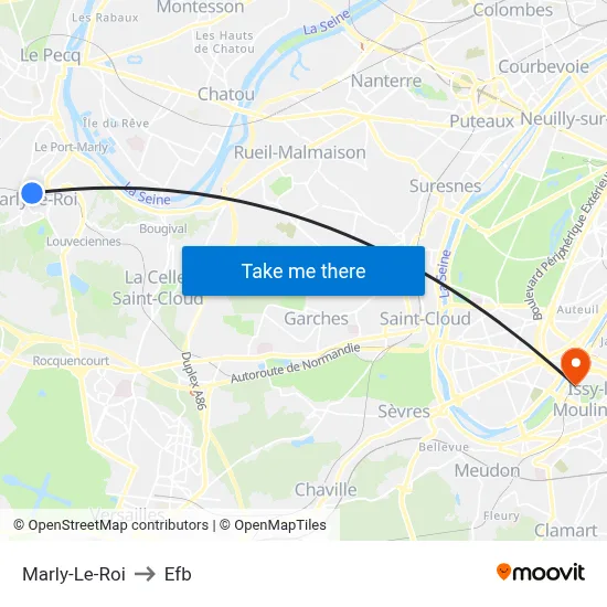 Marly-Le-Roi to Efb map