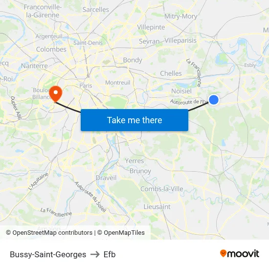 Bussy-Saint-Georges to Efb map