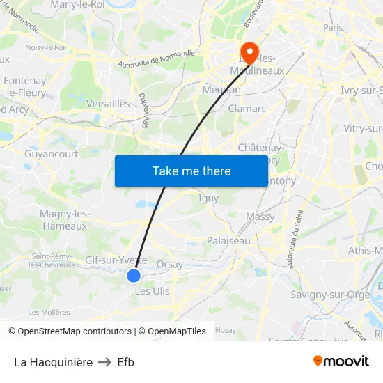 La Hacquinière to Efb map