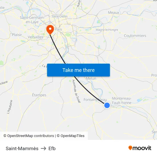 Saint-Mammès to Efb map