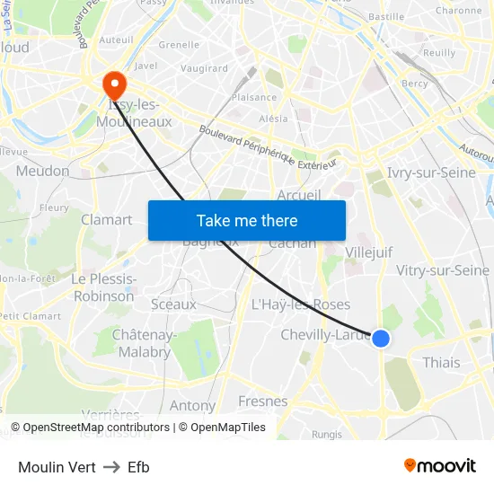 Moulin Vert to Efb map
