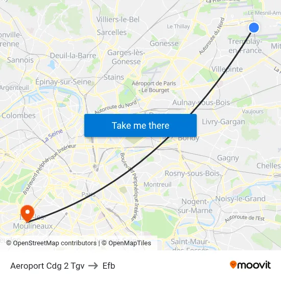 Aeroport Cdg 2 Tgv to Efb map