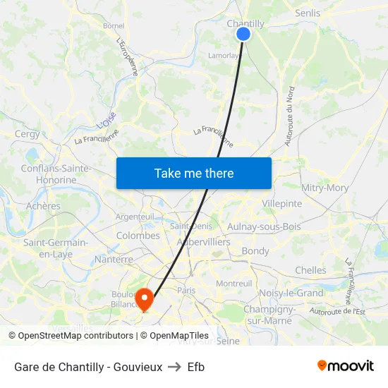 Gare de Chantilly - Gouvieux to Efb map