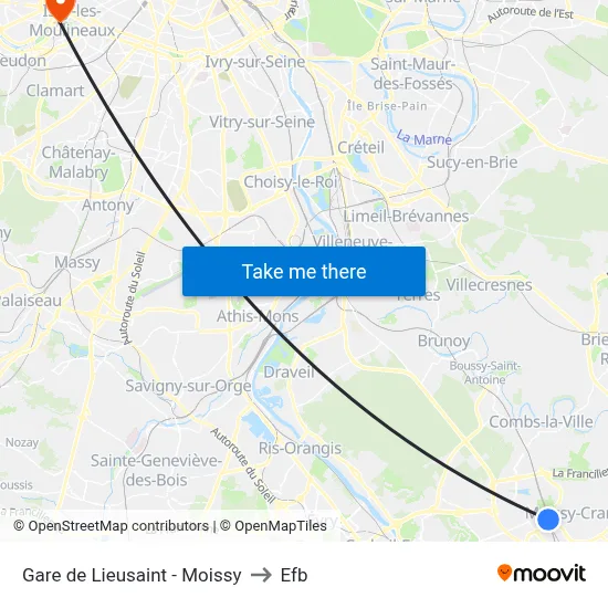 Gare de Lieusaint - Moissy to Efb map
