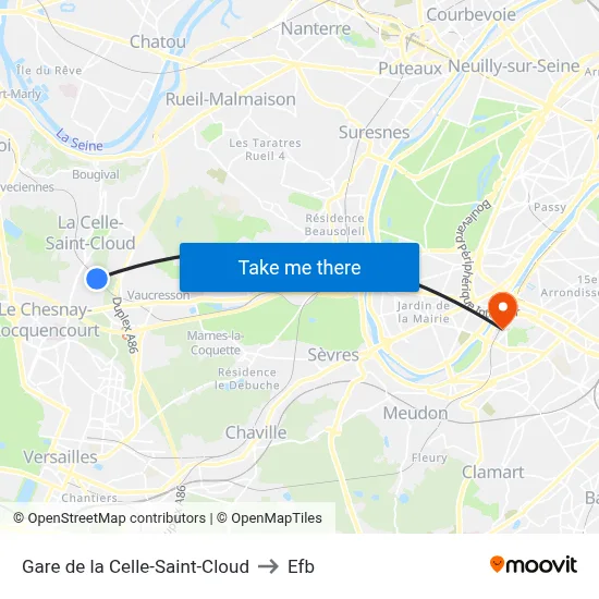 Gare de la Celle-Saint-Cloud to Efb map