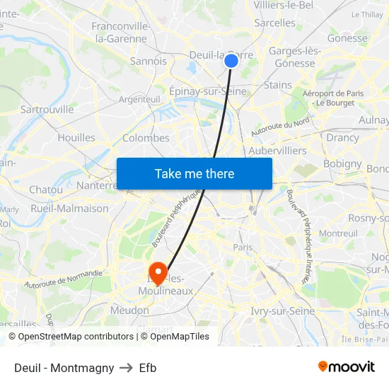Deuil - Montmagny to Efb map