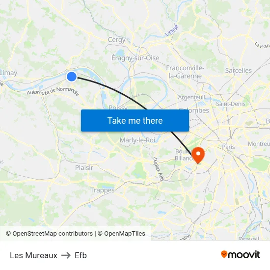 Les Mureaux to Efb map