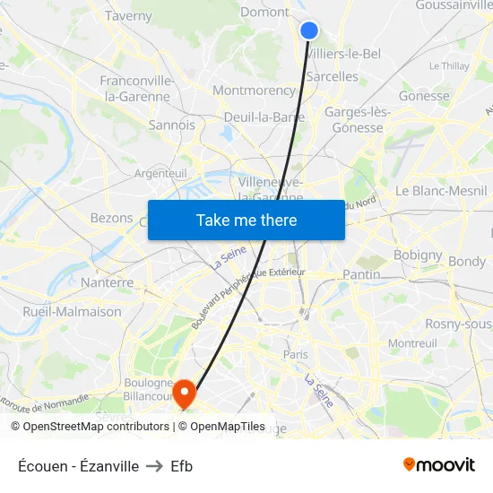 Écouen - Ézanville to Efb map