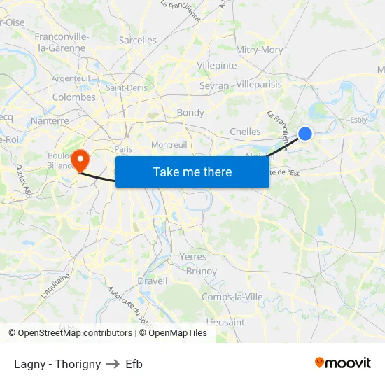 Lagny - Thorigny to Efb map