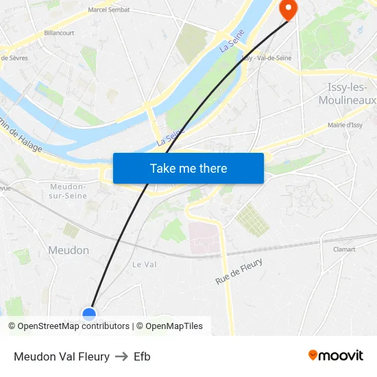 Meudon Val Fleury to Efb map