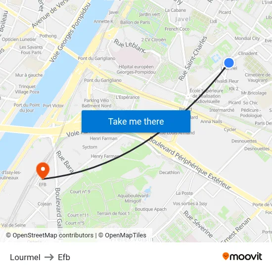 Lourmel to Efb map