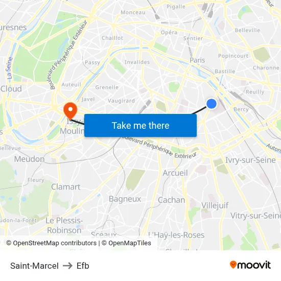 Saint-Marcel to Efb map