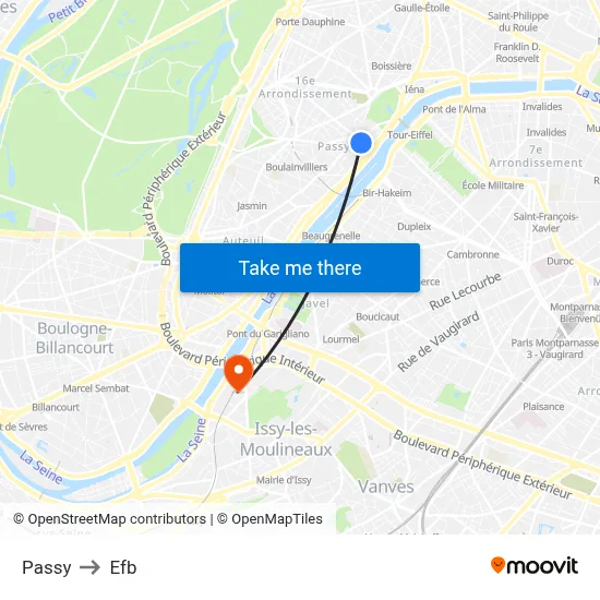 Passy to Efb map