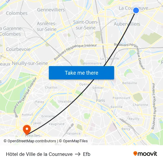 Hôtel de Ville de la Courneuve to Efb map
