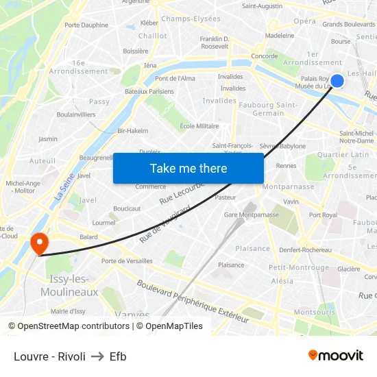 Louvre - Rivoli to Efb map