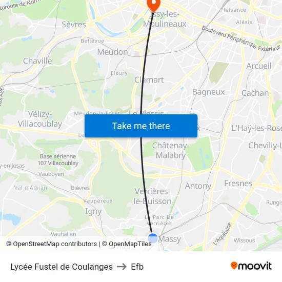 Lycée Fustel de Coulanges to Efb map