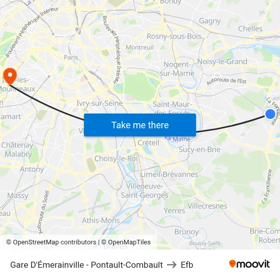 Gare D'Émerainville - Pontault-Combault to Efb map