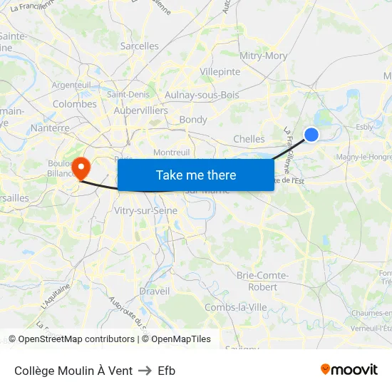 Collège Moulin À Vent to Efb map