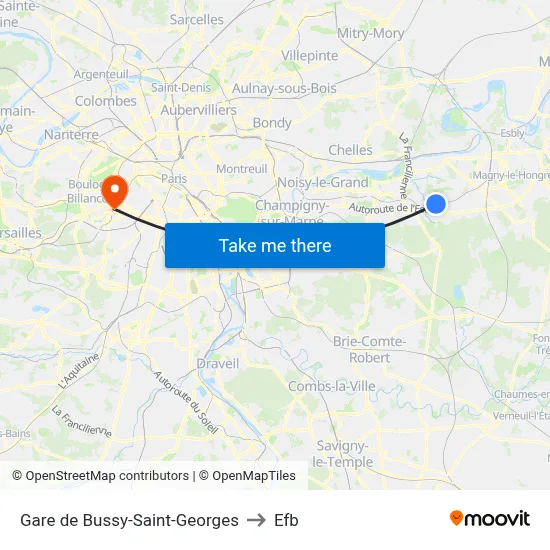 Gare de Bussy-Saint-Georges to Efb map