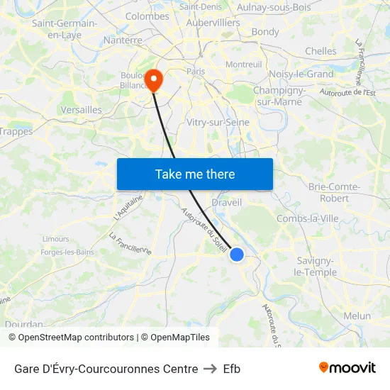 Gare D'Évry-Courcouronnes Centre to Efb map