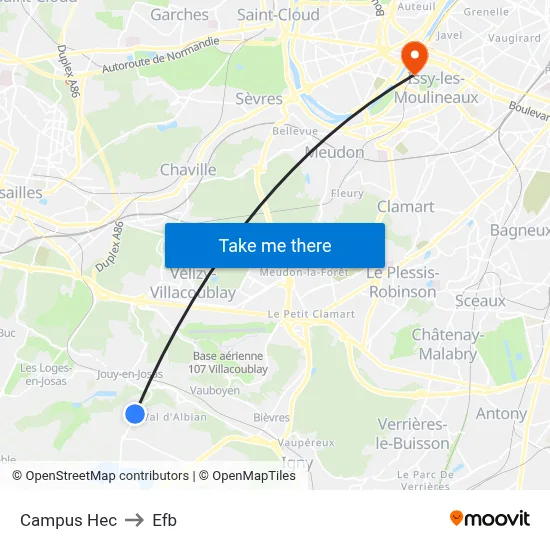 Campus Hec to Efb map