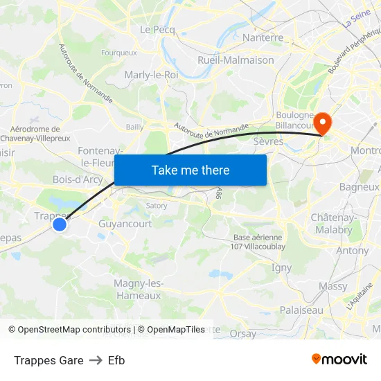 Trappes Gare to Efb map