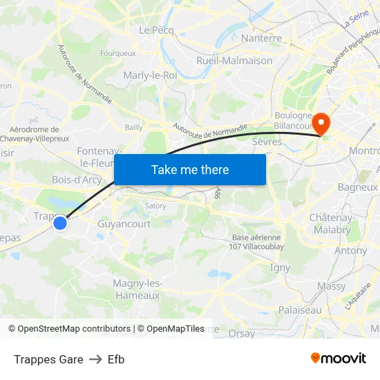 Trappes Gare to Efb map